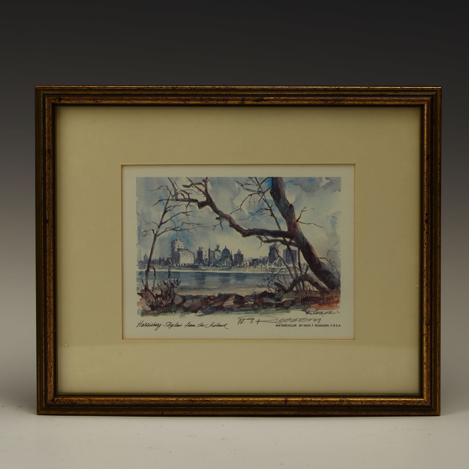 Harbor watercolor hand signed print by Nick T. Ruggieri (1 of 2)