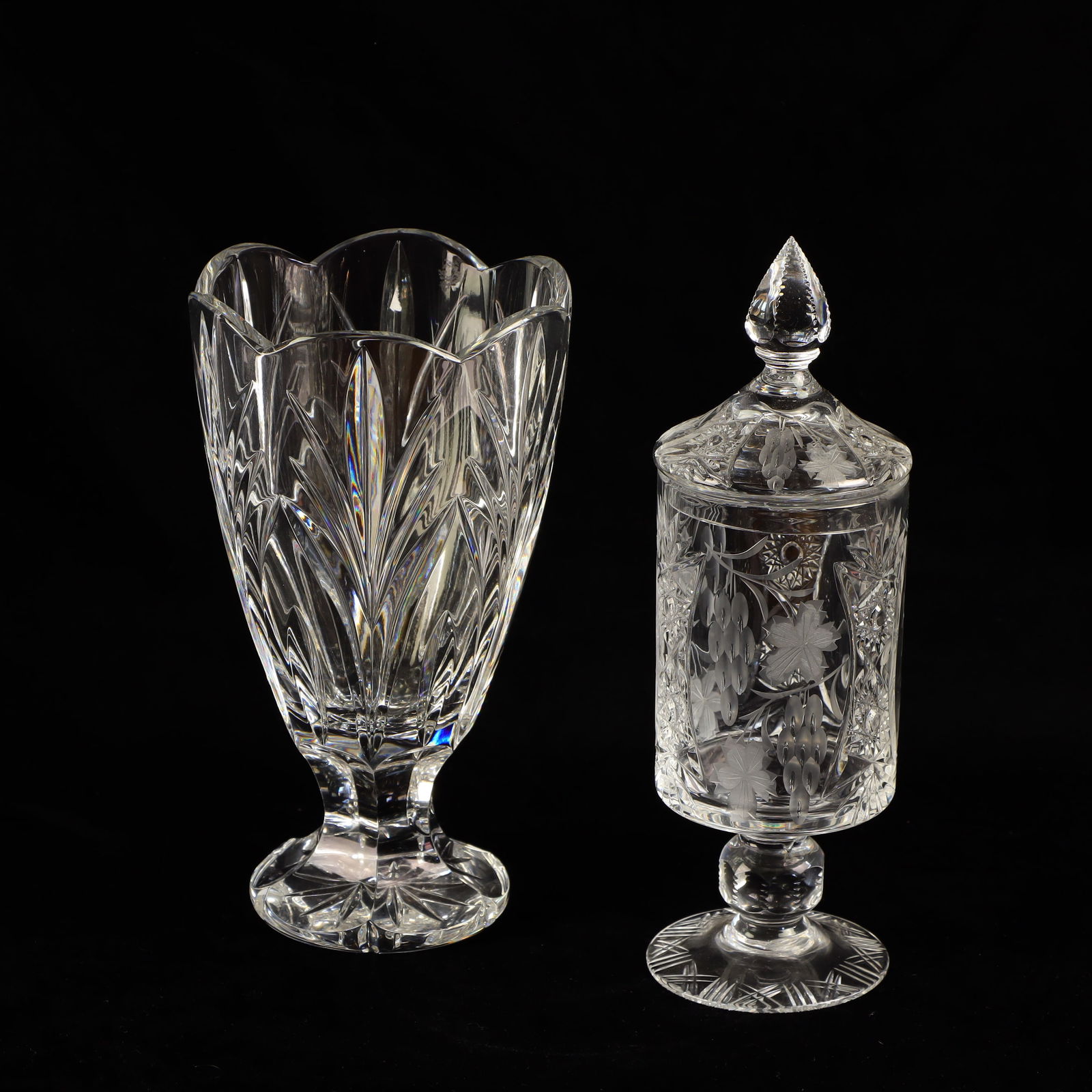 Marked M on bottom crystal vase and a candy jar (1 of 3)