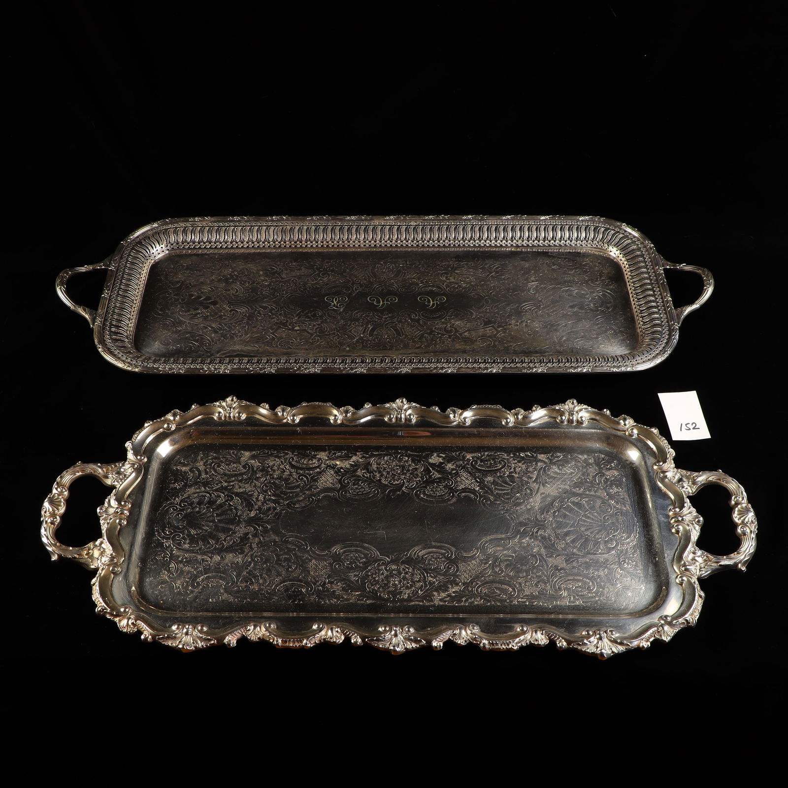 Two silver plate serving platters/trays (1 of 2)