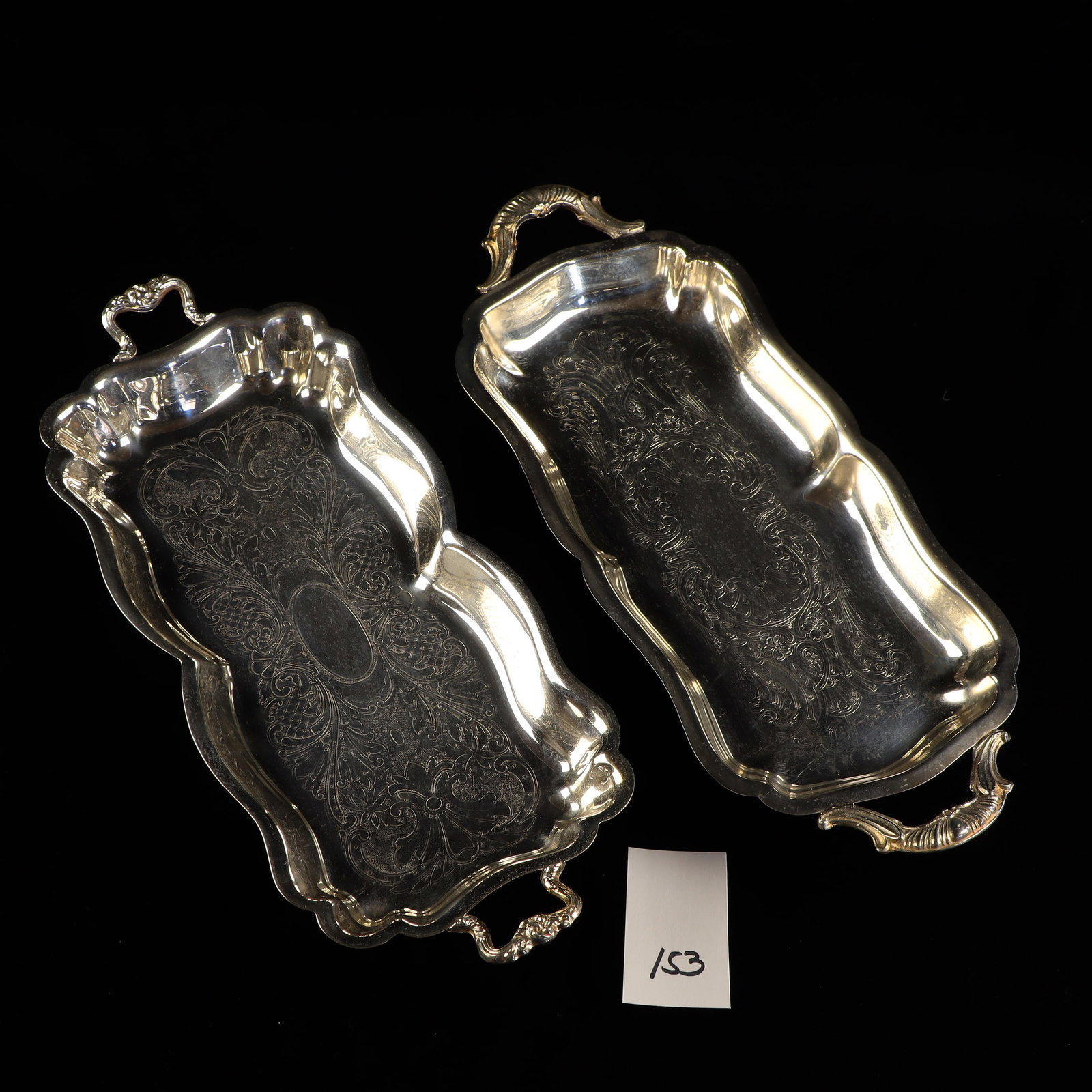 Two silver plate vegetable bowls: Two silver plate vegetable bowls both with markings, 14X5.5 inches