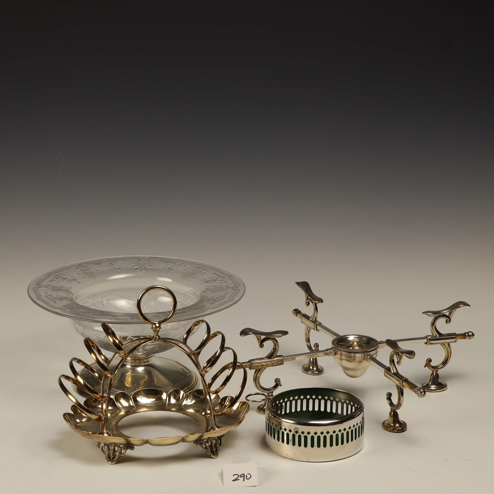 Antique Sterling silver base pedestal glass fruit bowl (1 of 3)