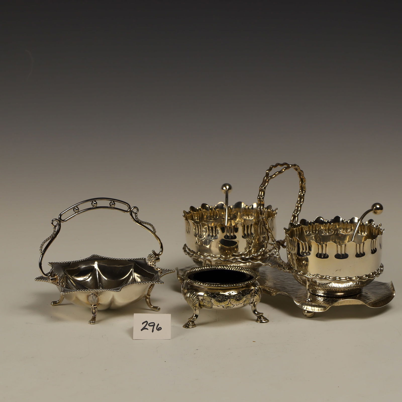 Antique salt cellar, candy dish, and relish bowls (1 of 1)