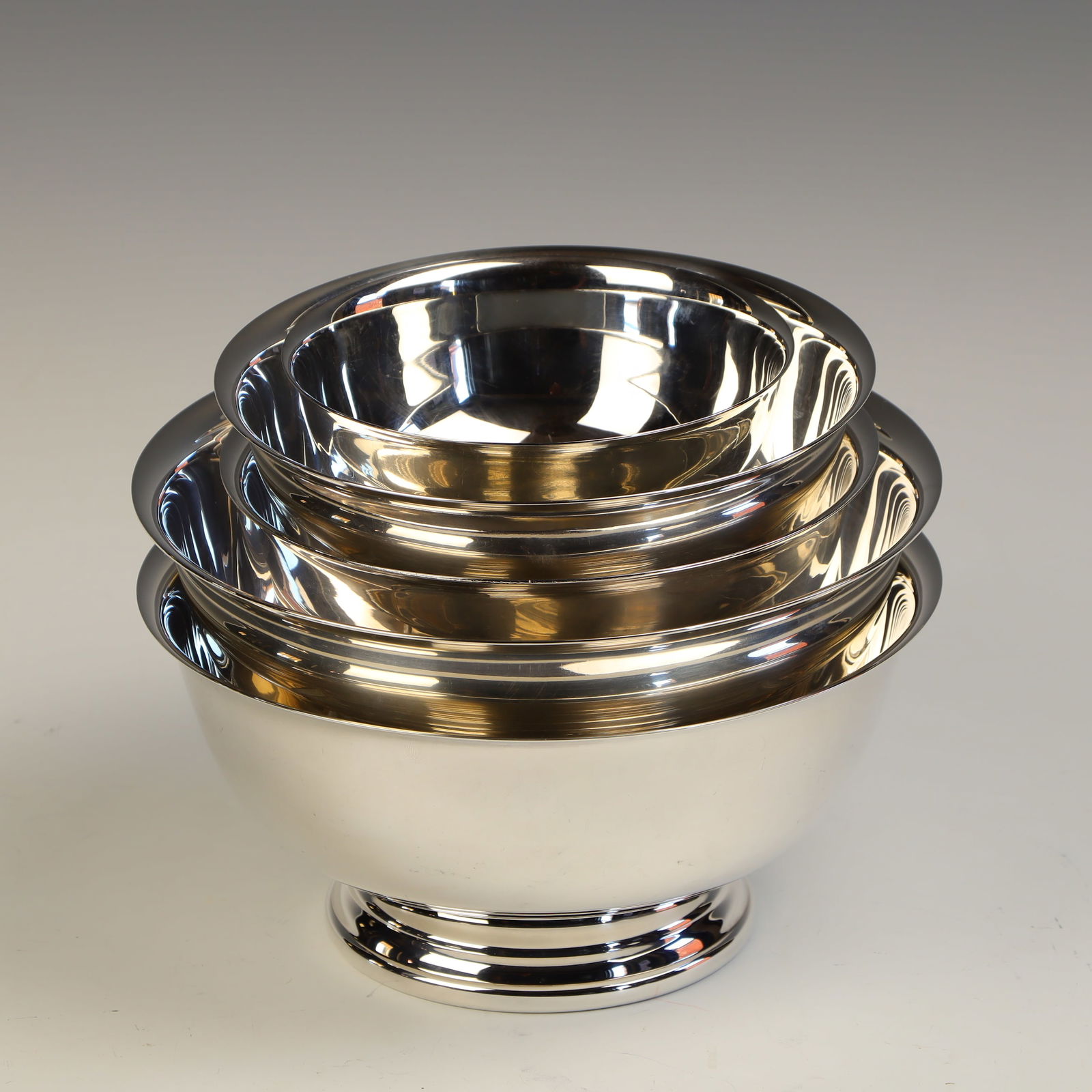 Vintage Five Gorham silverplate bowls: Vintage Five Gorham silverplate bowls, largest is 8X4 inches tall, smallest is 5X2.5 inches