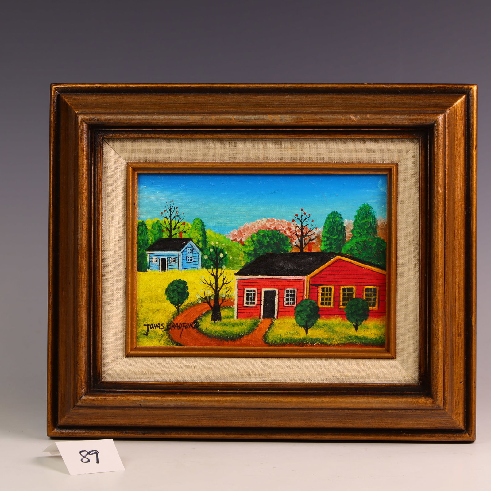 Original Painting on Board: Wood Board media by Jonas Bradford Framedsize 11.5x9.5 inches