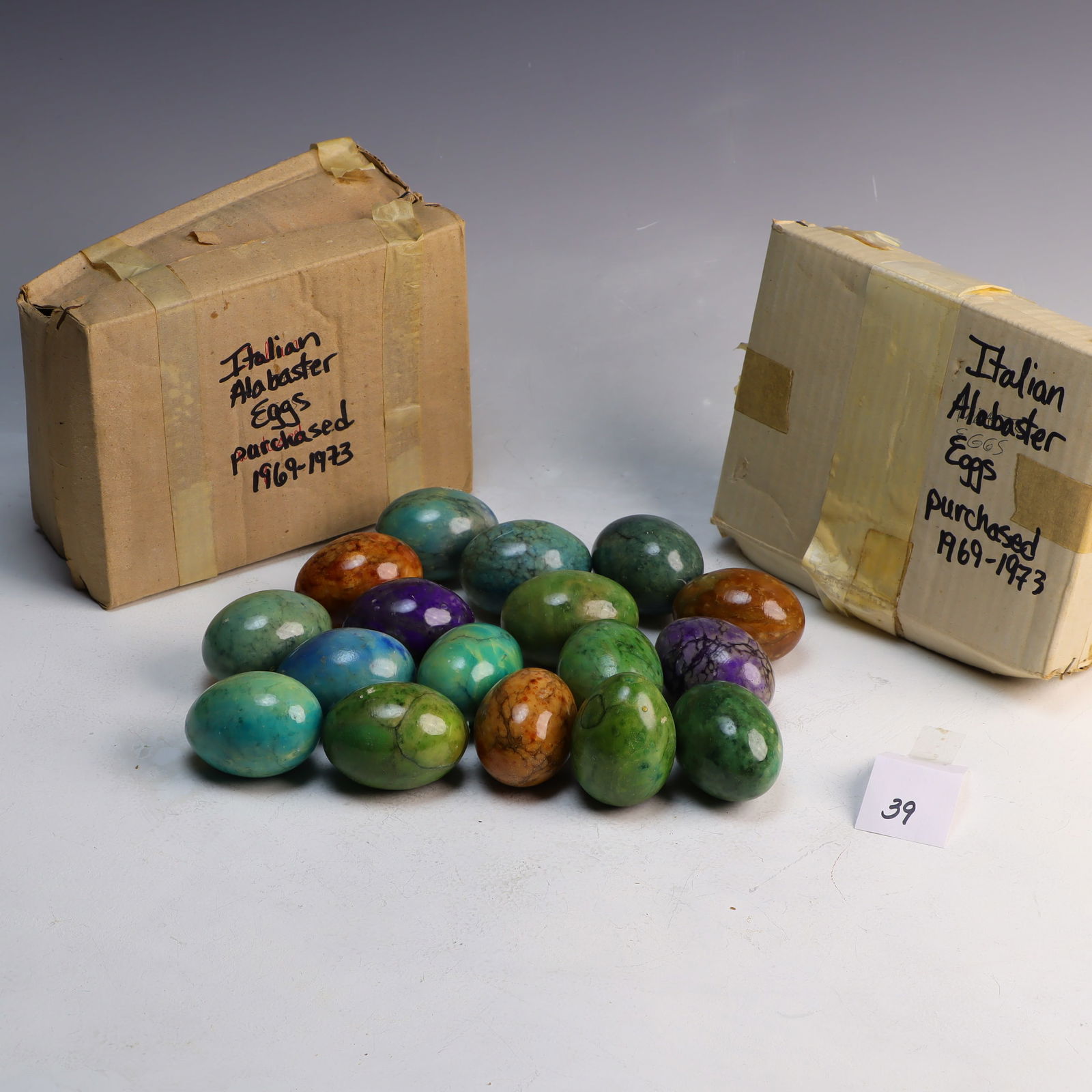 Vintage 1969-1973 Alabaster eggs made in Italy 17 pieces (1 of 2)