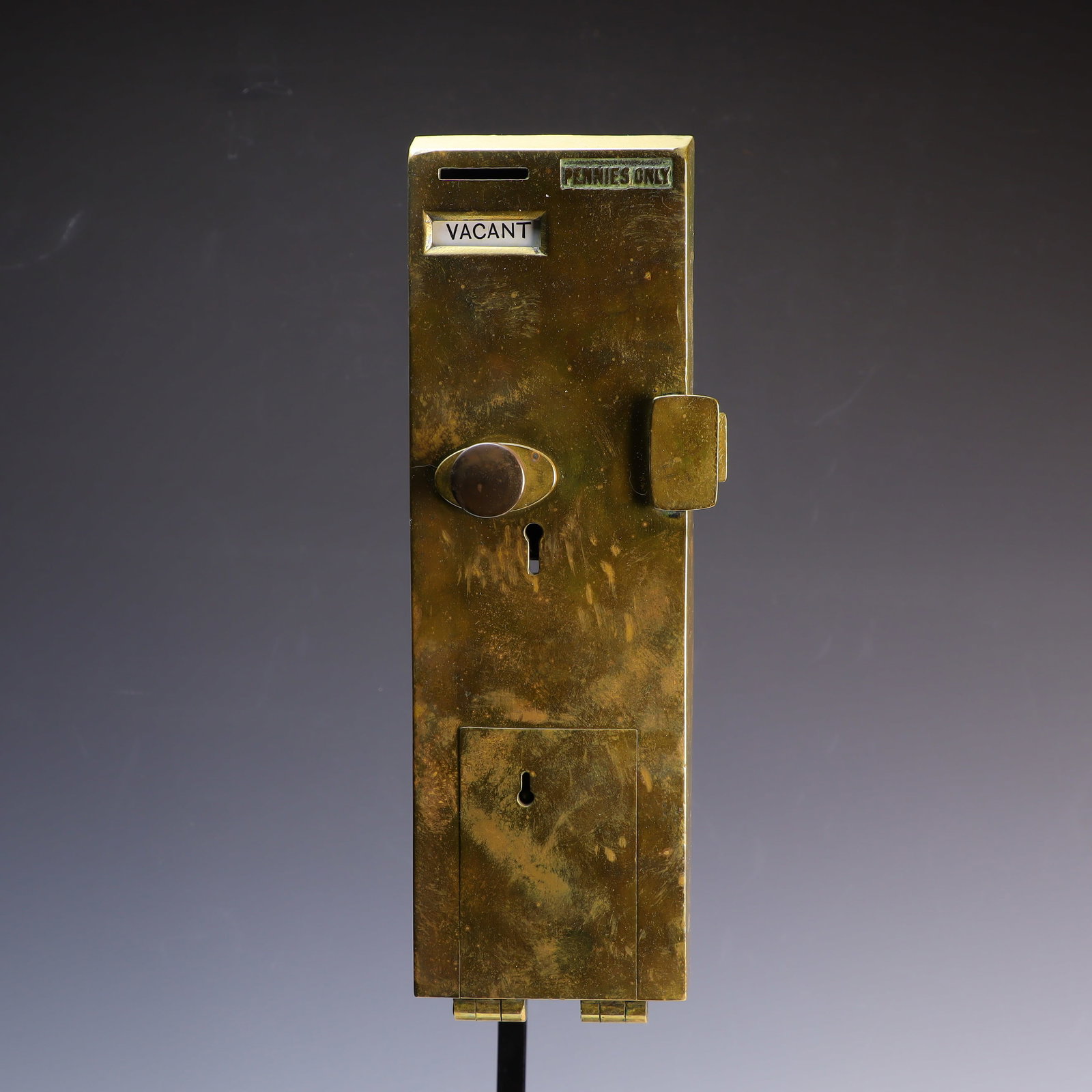 Antique Pennies only bathroom lock: Antique Pennies only bathroom lock no key, 13X4X1 ¼ inches