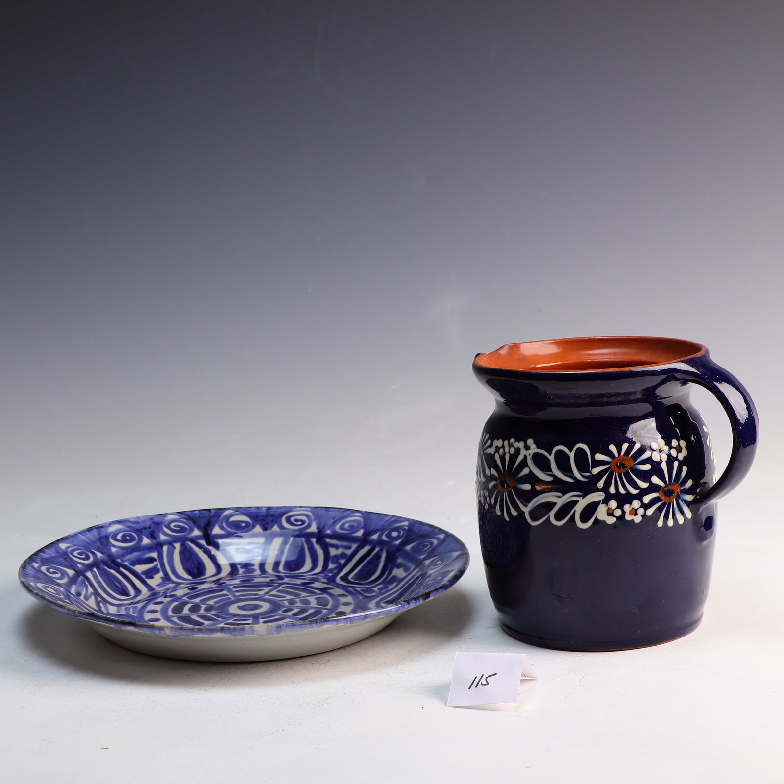 Stoneware bowl and a redware pitcher (1 of 4)