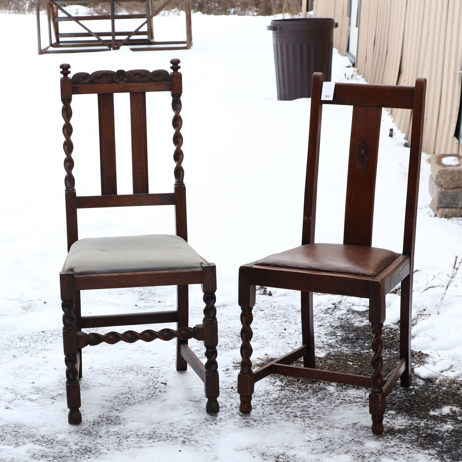 Two antique Barley twist Oak chairs (1 of 4)
