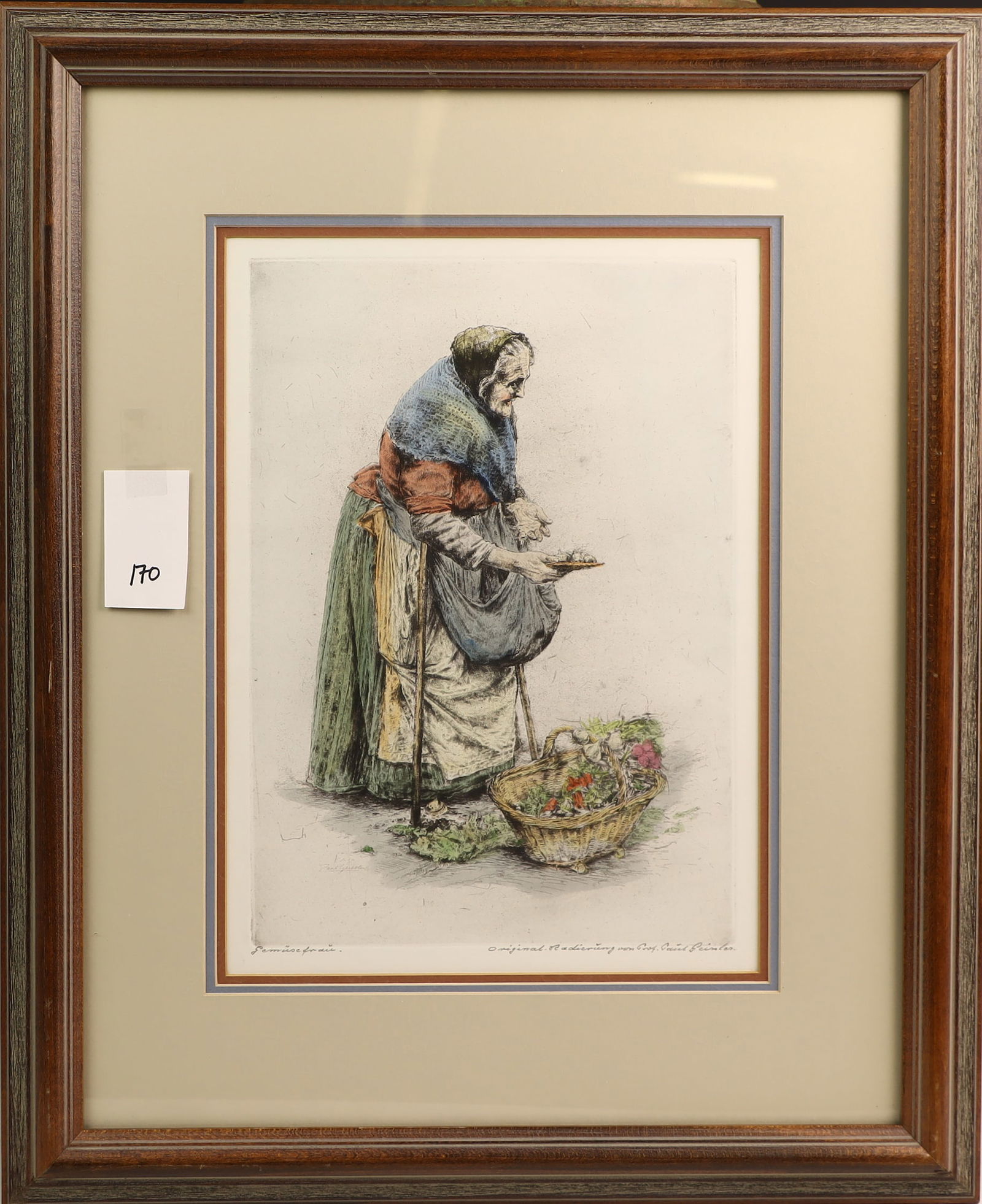 Vintage signed print of a German woman (1 of 2)