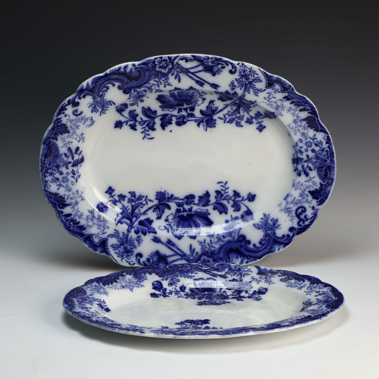 Two Antique Ironstone blue and white platters (1 of 3)