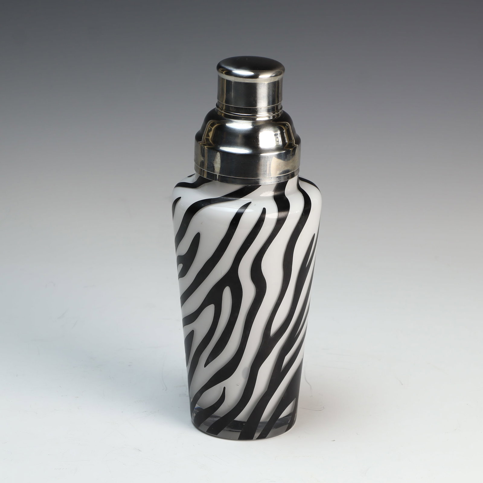Art glass Zebra cocktail mixer: Art glass Zebra cocktail mixer 10X4 inches