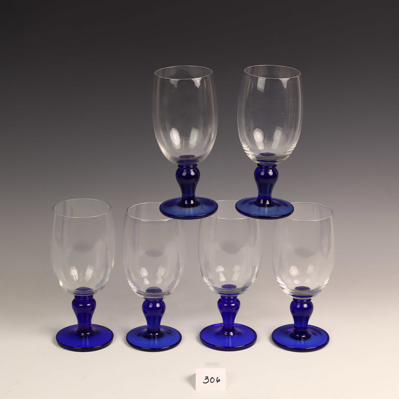 Six vintage blue base water/cocktail glasses: Six vintage blue base water/cocktail glasses in very good condition