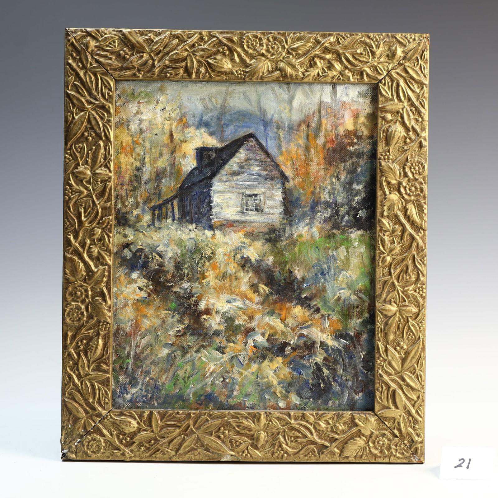Original oil painting of a log cabin (1 of 1)