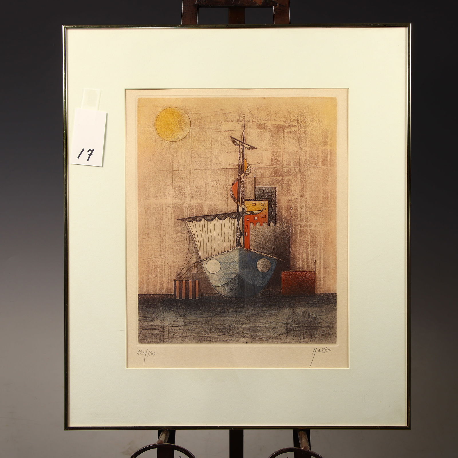 Signed and numbered ship print by Marka 16X18.5 inches (1 of 2)
