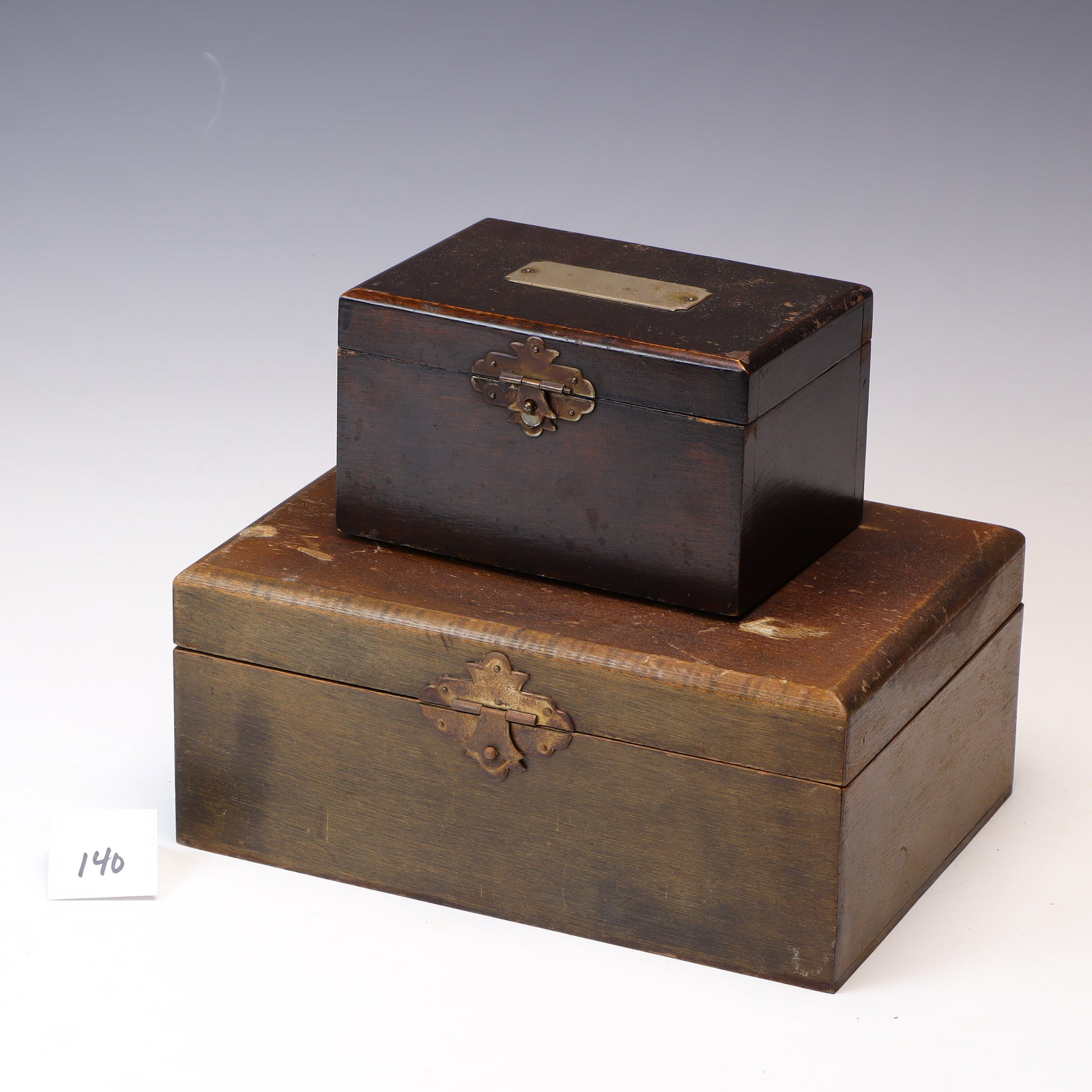Two vintage wooden metal line humidors: Two vintage wooden metal line humidors 6.5X4X4.25, 10X8X4.5 inches