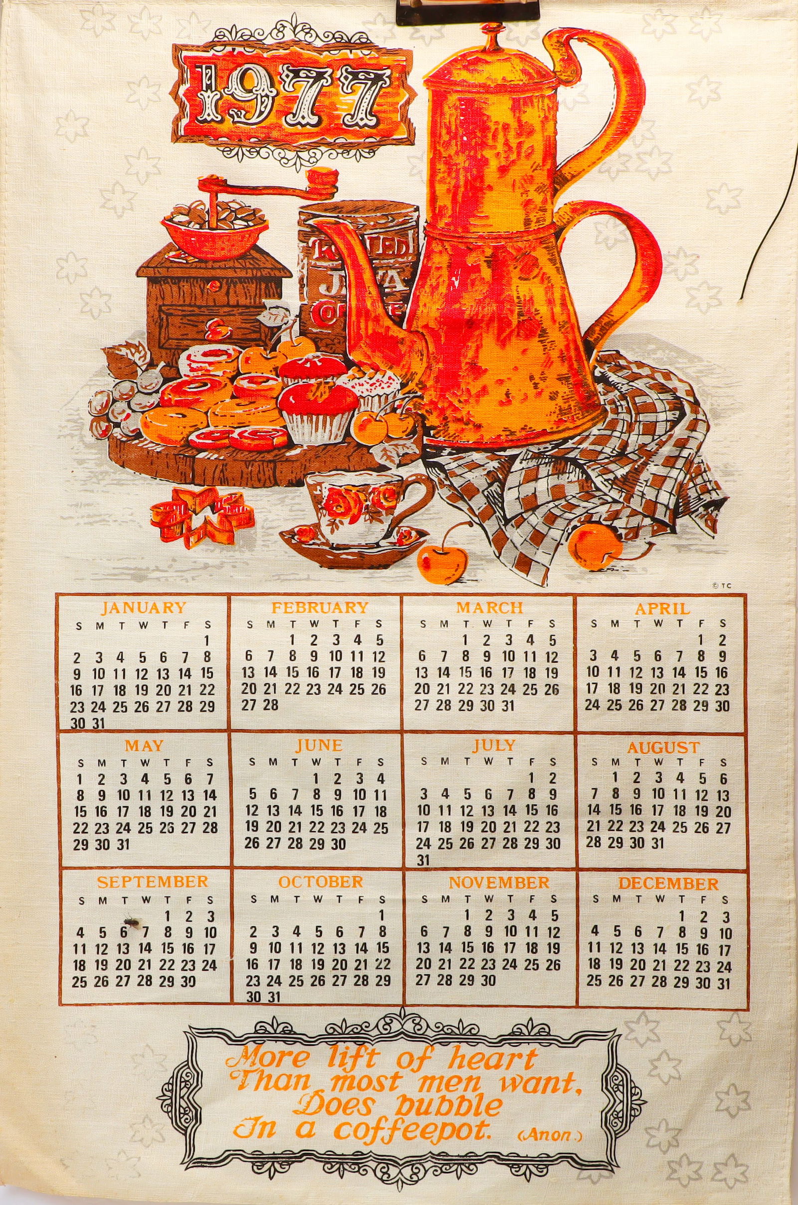 Two Vintage cloth folk art calendars (1 of 2)