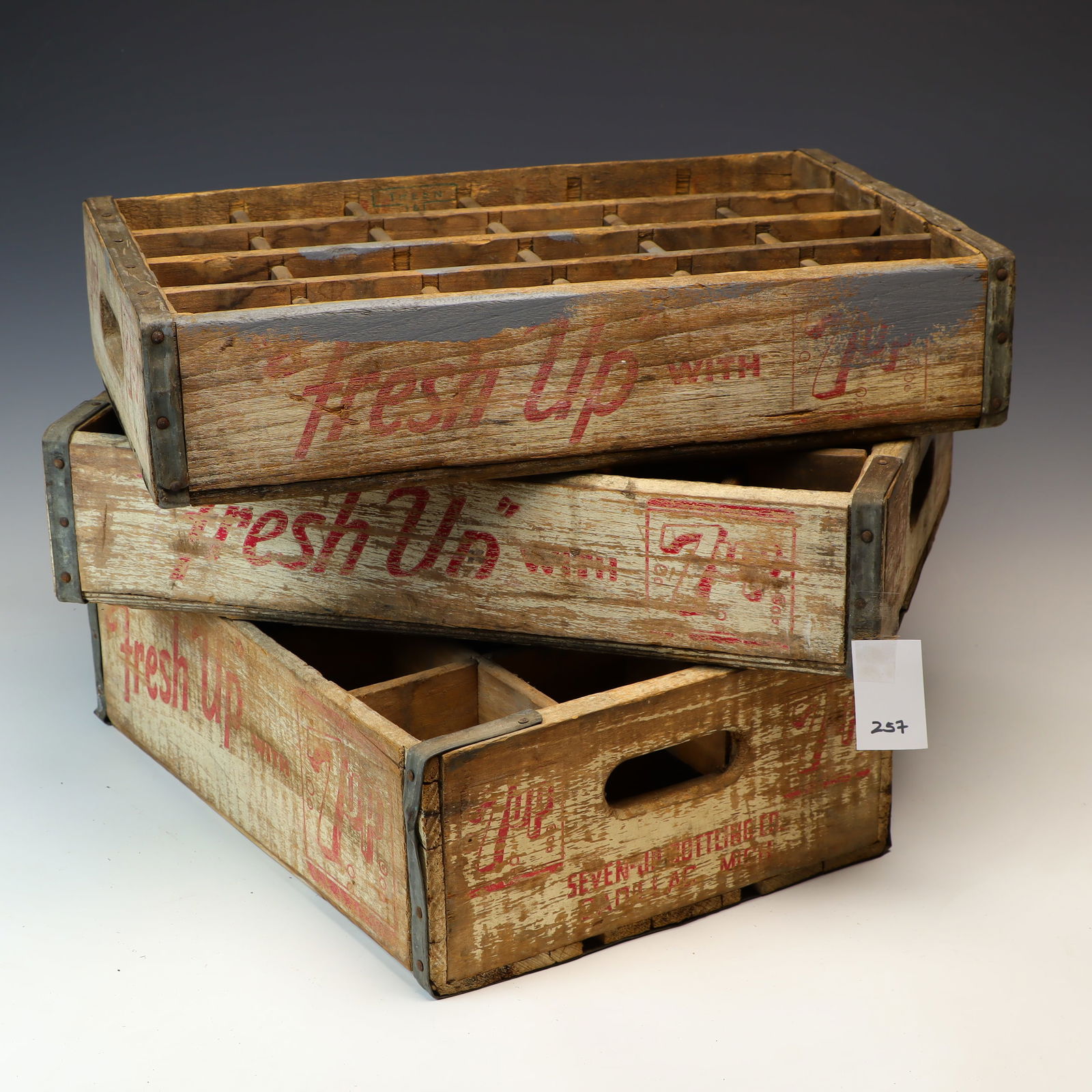 Three vintage wooden 7Up crates (1 of 1)