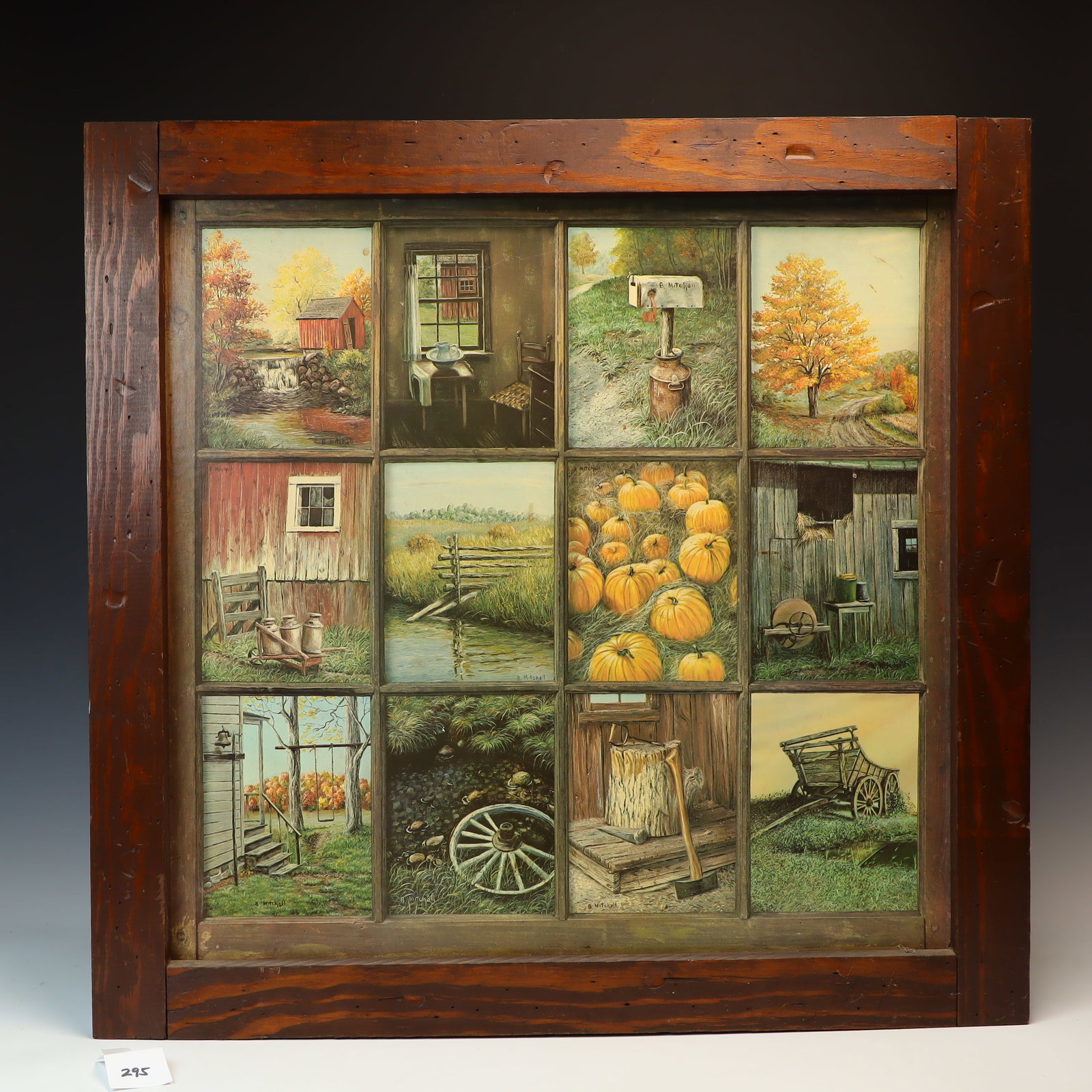 B. Mitchell vintage wood framed Harvest print on board: B. Mitchell vintage wood framed Harvest print on board 26X25 inches