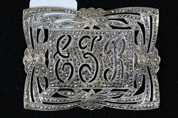 Sterling & Marcasite Vintage Initial Pin Brooch (1 of 2)