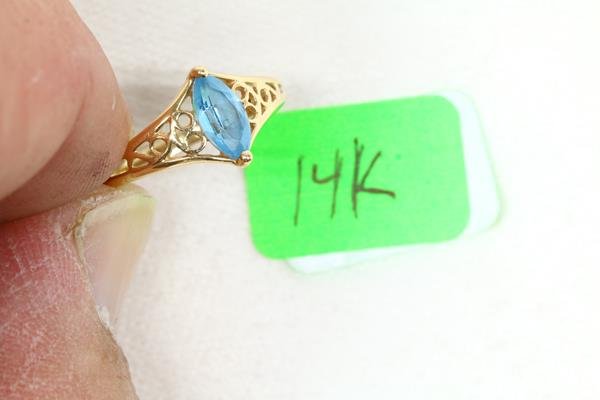 14K Yellow Gold Ring, Blue Topaz (1 of 2)