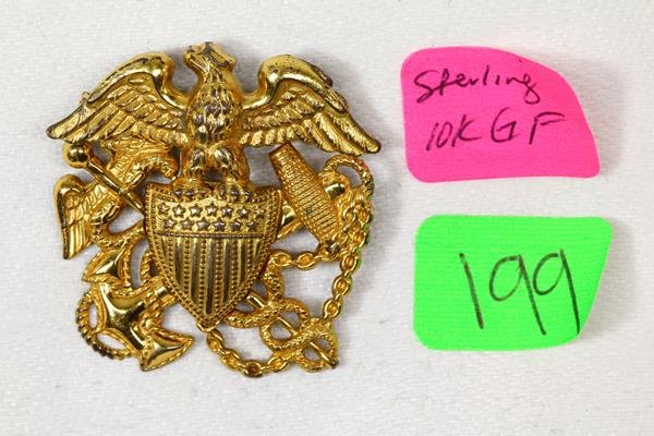 WW2 US Navy Medical Doctor Eagle Anchor Caduceus, 10k (1 of 1)