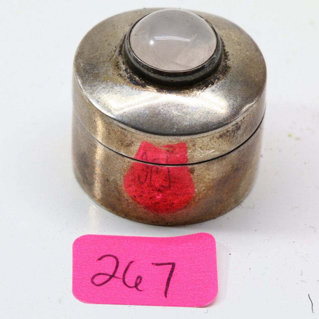 Mexican Sterling Silver Pill Box Quartz Gemstone (1 of 2)