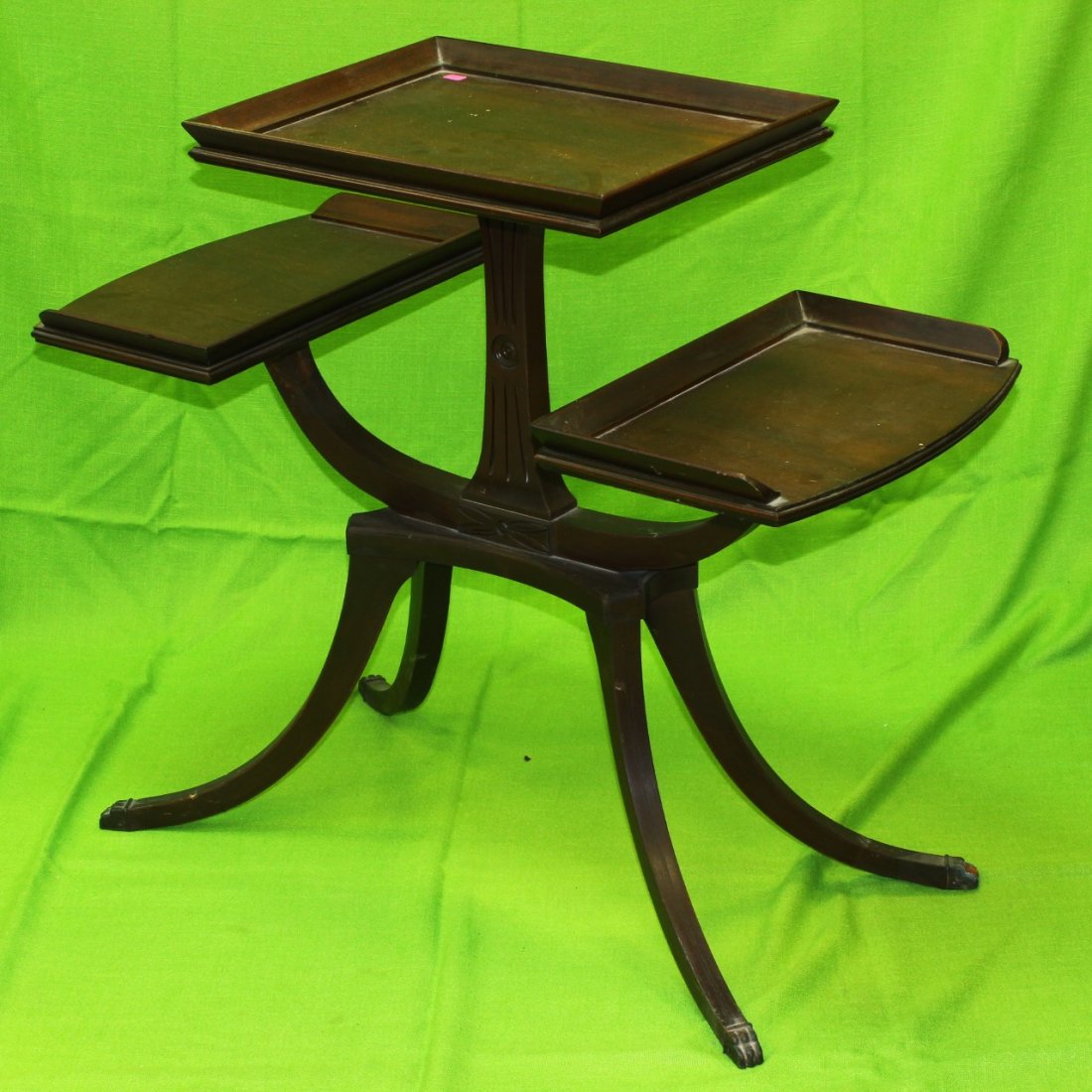 Vintage Mersman Tiered Platform Table Duncan Phyfe: mahogany, 28”h x 32”w