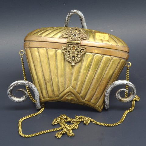 Vintage Brass & Copper Purse Velvet Lined (1 of 1)