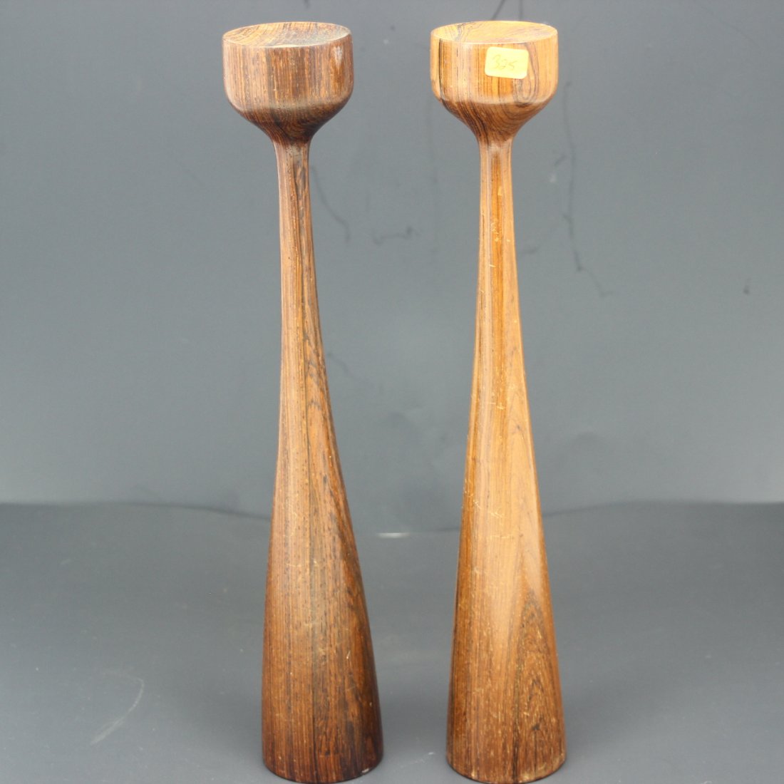 Pr Tall Mid Century Modern Teak Wood Candle Holders (1 of 1)