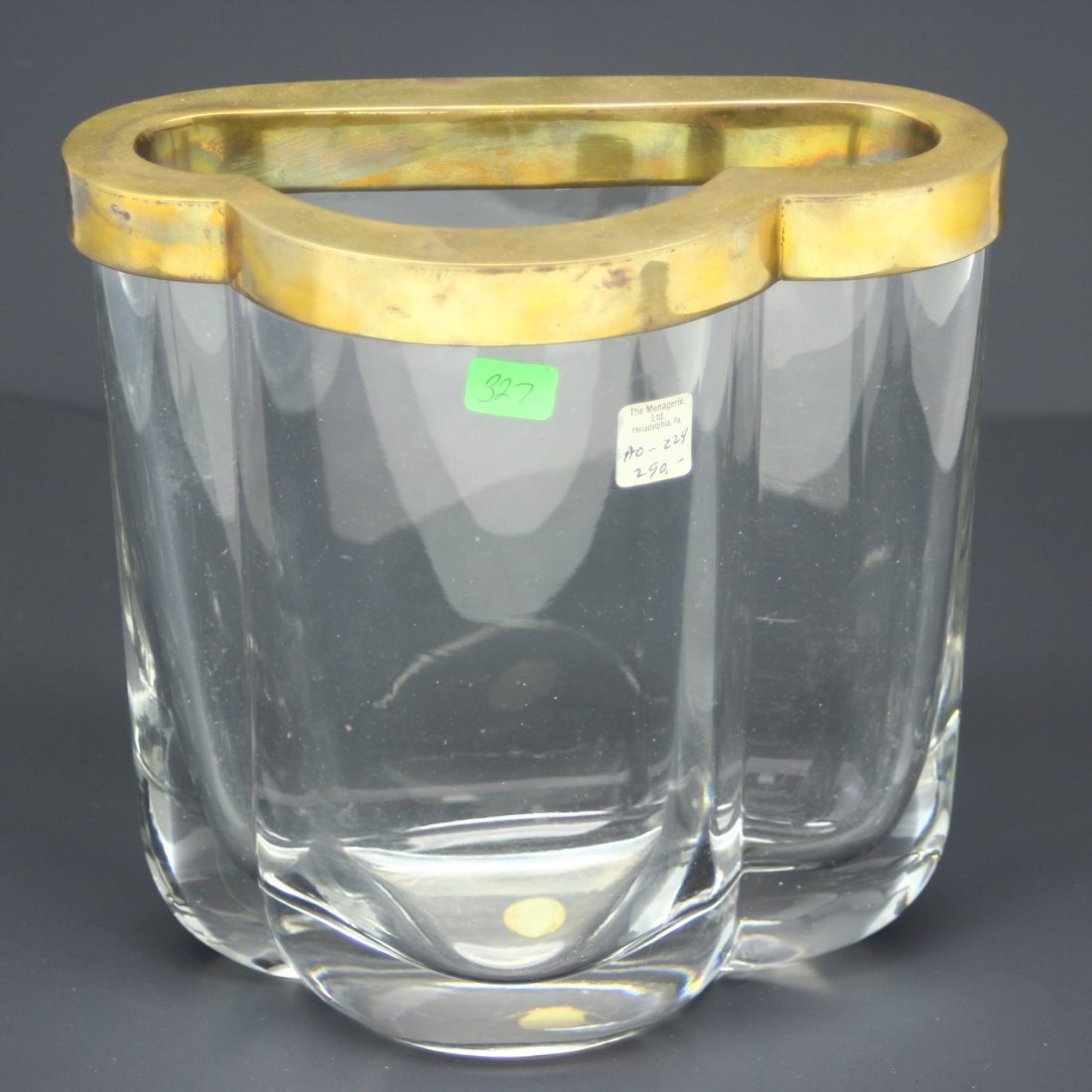 Mid Century Italian Crystal Vase with Brass Rim (1 of 2)