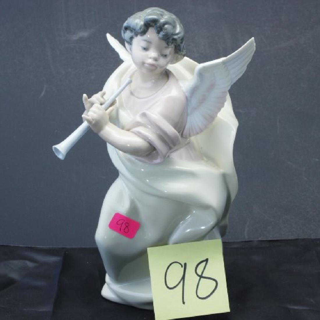 Lladro Angel Boy with Horn Porcelain Figure (1 of 2)