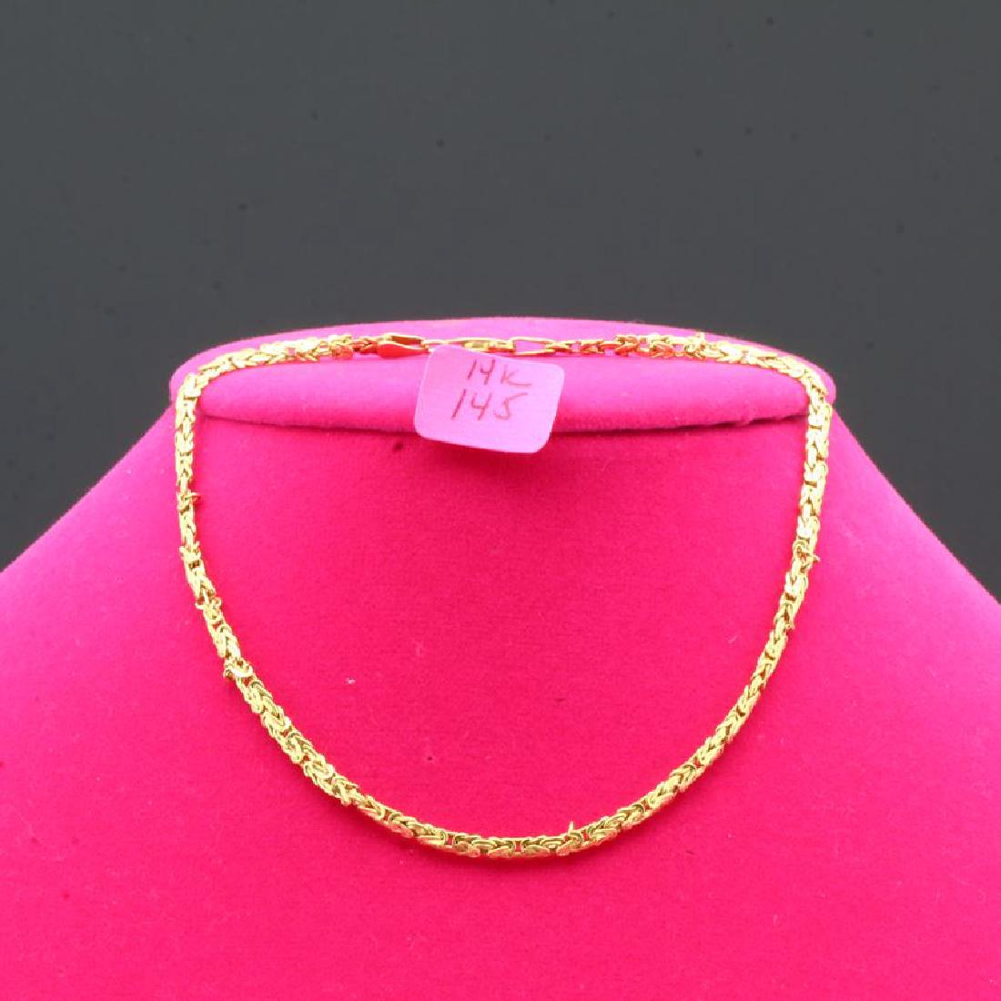 14K Yellow Gold Flattened Byzantine Chain Anklet: 2g, 10 12" long, may need some repair, some of the links are unlinked, marked 14K Italy