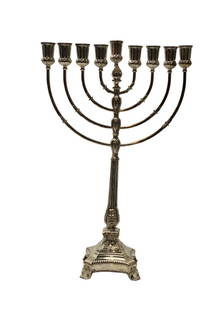 Sterling Silver Judaica Menorah Candle Holder.: Sterling Silver Judaica Menorah Candle Holder, MASORETT 925.8, center Piece has 9 arms including center, Total weight 686 gramsSize : 47 cm x 31 cm