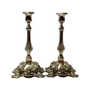 Pair of Silver Sabbath Candlesticks .: Pair of Silver Sabbath Candlesticks Hallmarked 925 Size : approximately 23 cm