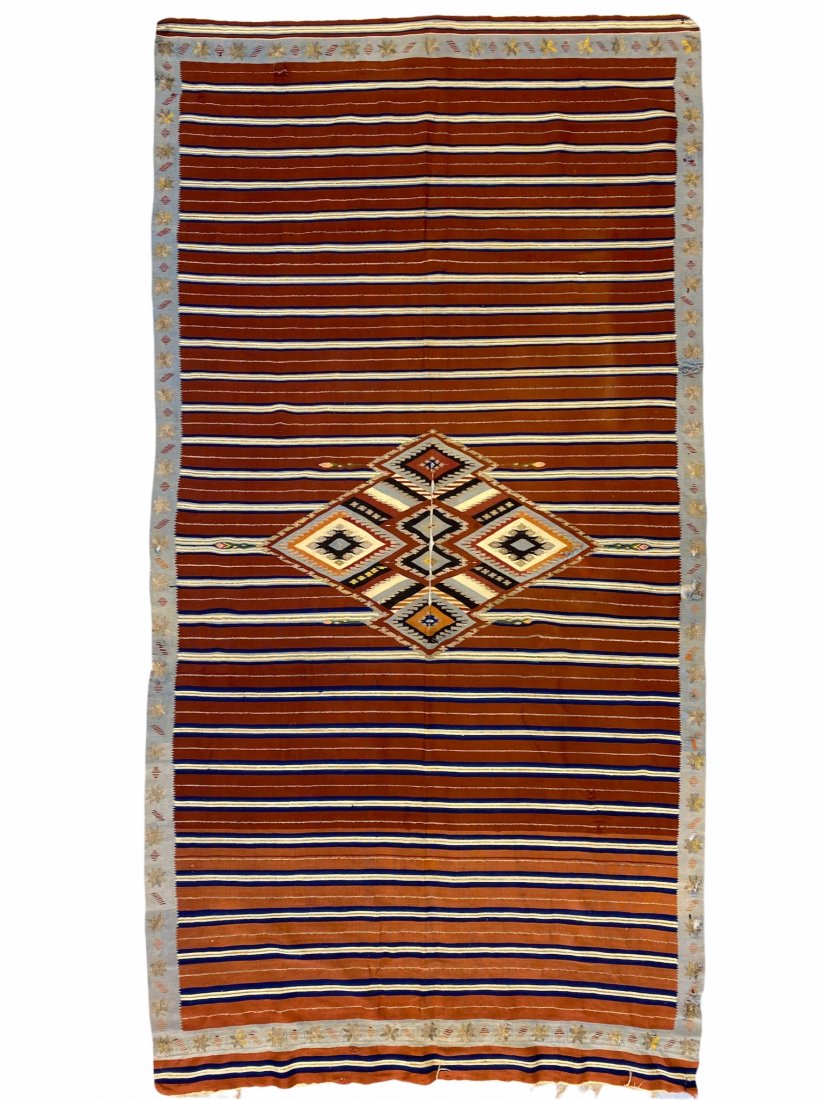 Rare silk-metal thread Saltillo Poncho Blanket (1 of 14)