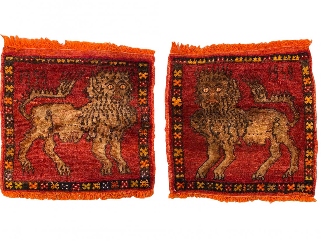 Two dated Turkish Sivas bag face: Two dated 1959 Sivas bag face wool on wool foundation. The size of each one approximately: 45cm x 47cm ( 1f 6ins x 1f 7ins) in good condition This item ships from the UK.