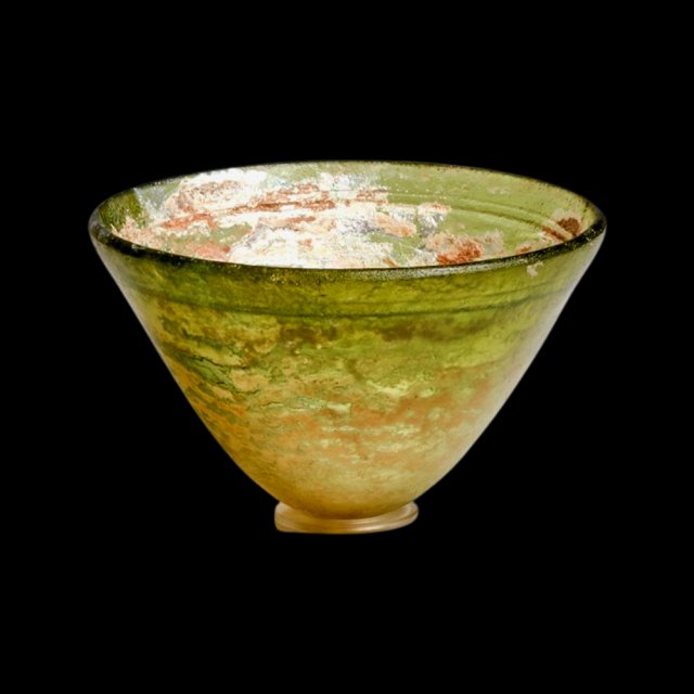Ancient Greek Hellenistic Green Glass Bowl. (1 of 4)