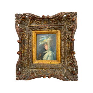 FRENCH OIL PAINTING ON PANEL,: FRENCH OIL PAINTING ON PANEL/BOARD DEPICTING THE PORTRAIT OF A GIRLRAMON H. PARIS 1905Size : 9.8 in x 9in