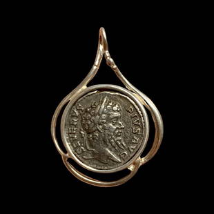 Ancient Roman Silver coins Septimius pendant.: Ancient Roman coins Septimius Severus ,193-211 AD set in silver hand made pendant Found in Jerusalem .Size : 3 cm x 2.2 cm