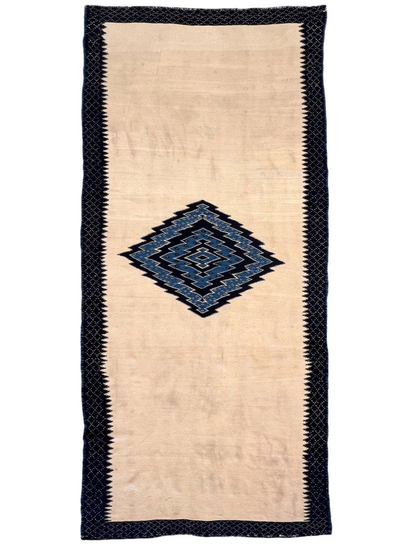 Rare Antique Indigo Mexican Saltillo Sarape Complete Blanket. First Half 19th Century (1 of 7)