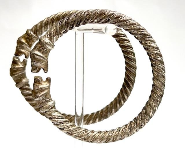 Pair of Ancient Near East or Hellenistic Twisted Silver hollow Bracelet. (1 of 3)