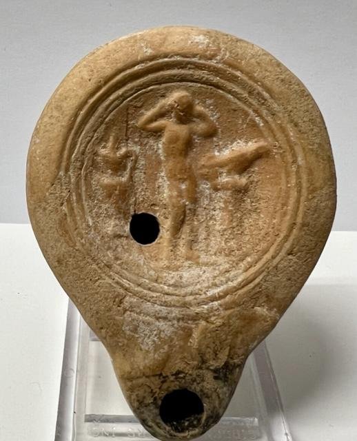 Ancient Roman Pottery Oil Lamp decoration of the goddess Aphrodite (1 of 4)