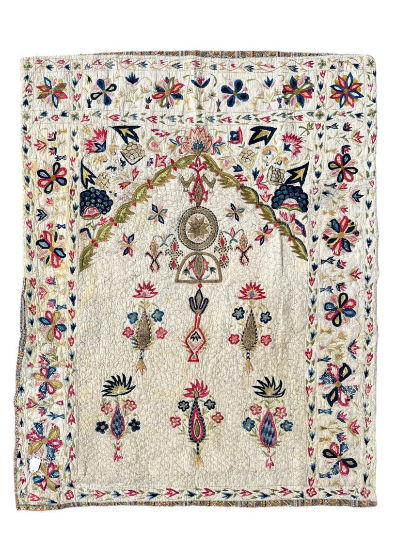 A Part-Silk And Metal-Thread Indian Embroidery Middle 19th Century (1 of 9)