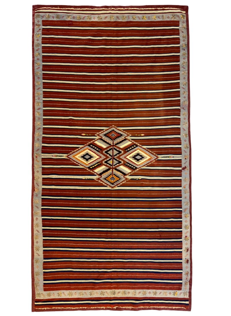 Very Fine and Rare Antique Silk with Silver Thread Saltillo Poncho Circa. 1865 In One Panel (1 of 12)