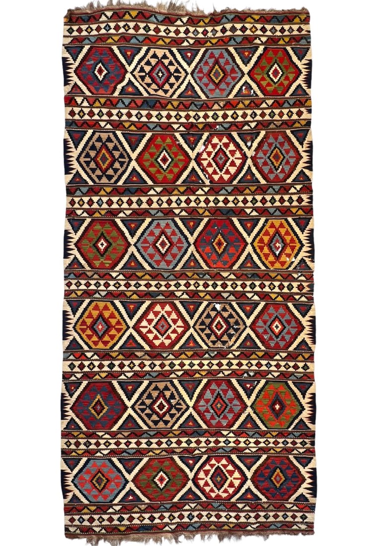 Antique Caucasian Kilim: Antique Caucasian Kilim. Size: 313 cms x 150 cms (123ins x 59ins). Please note: this Lot can be viewed in person at The Oriental Rug Gallery Ltd 82 Wey Hill, Haslemere, Surrey GU27 1HS in the UK by Ap