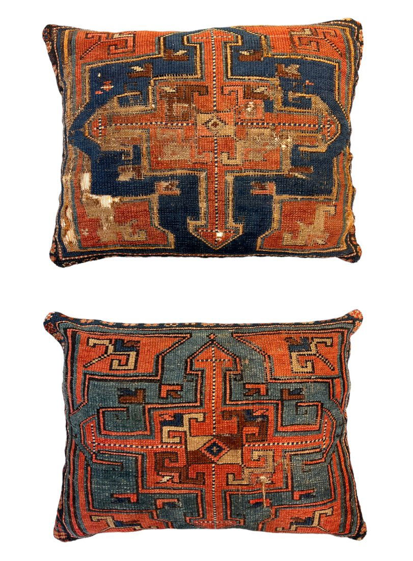 Pair of Antique Shahzavan Pile Bag Face Cushions Last Quarter 19th Century (1 of 4)