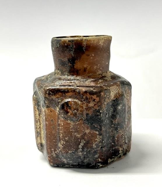 Islamic Mould Glass Vessel.: Islamic Mould Glass Vessel, 8th-10th century AD, size :7.5 cm x 6.5 cm. This Lot is held at Heritage of Civilization Gallery in the US and ships from this address.