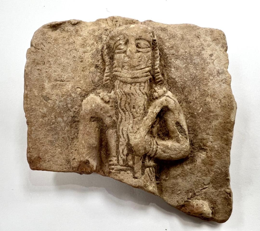 Ancient Near eastern terracotta votive plaque fragment . (1 of 4)