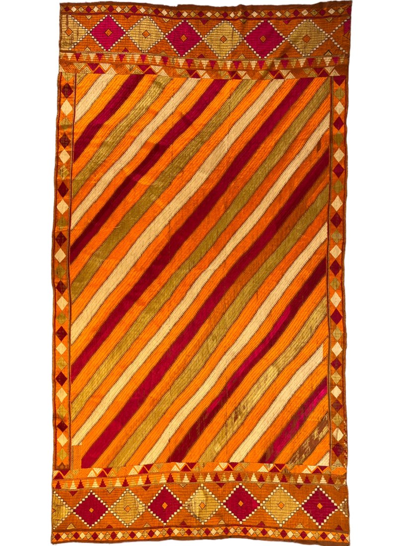 Antique Large Silk Swat Vale  Embroidery Early 20th Century In Three Panels (1 of 8)