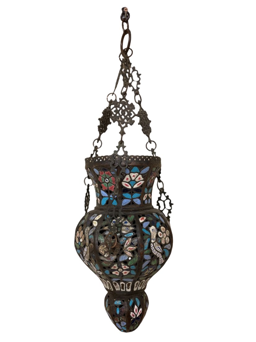 Antique Damascene Syrian Enamel Lamp Made By Saraf Family Middle 19th Century (1 of 7)